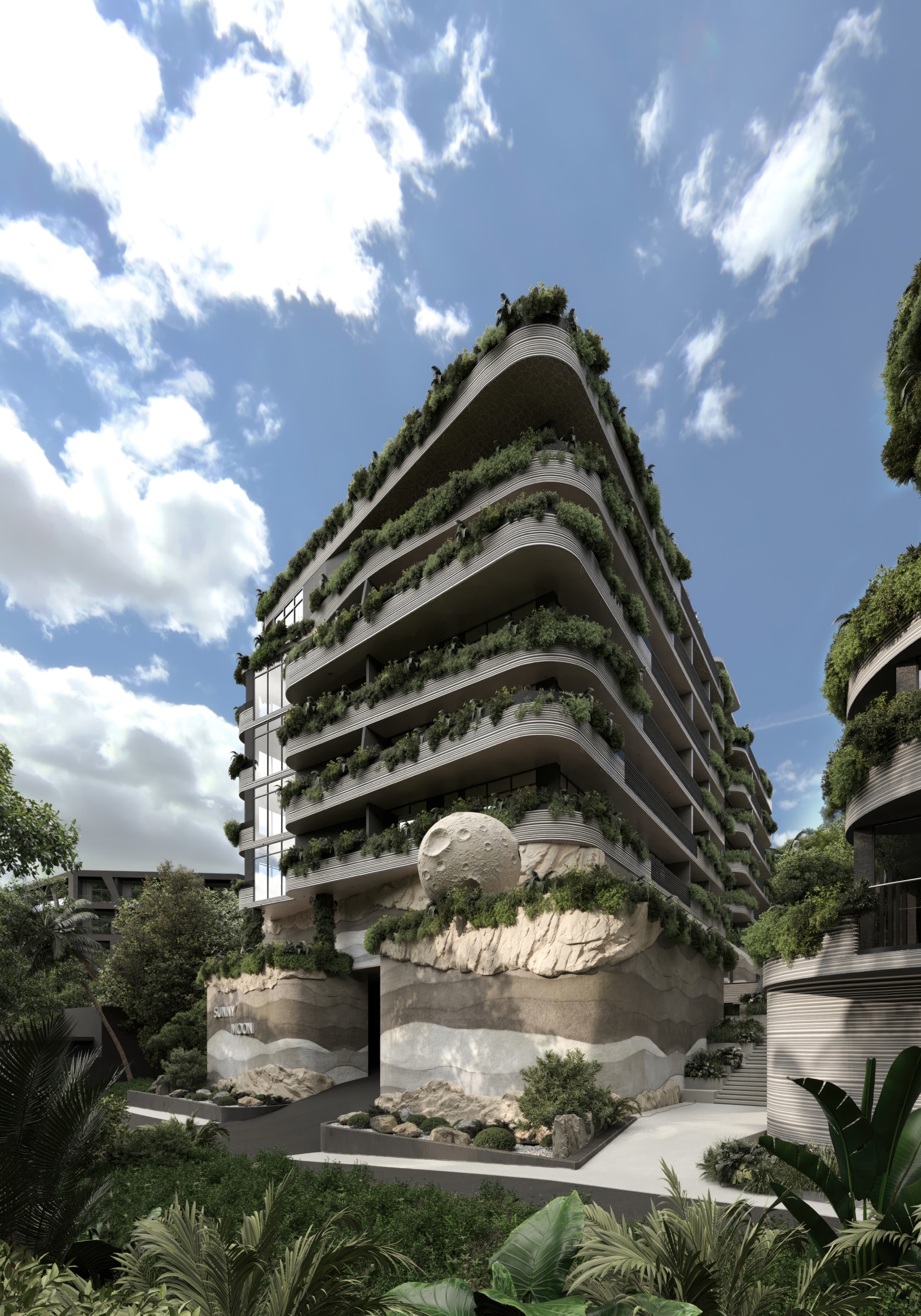 Pathway among living facades